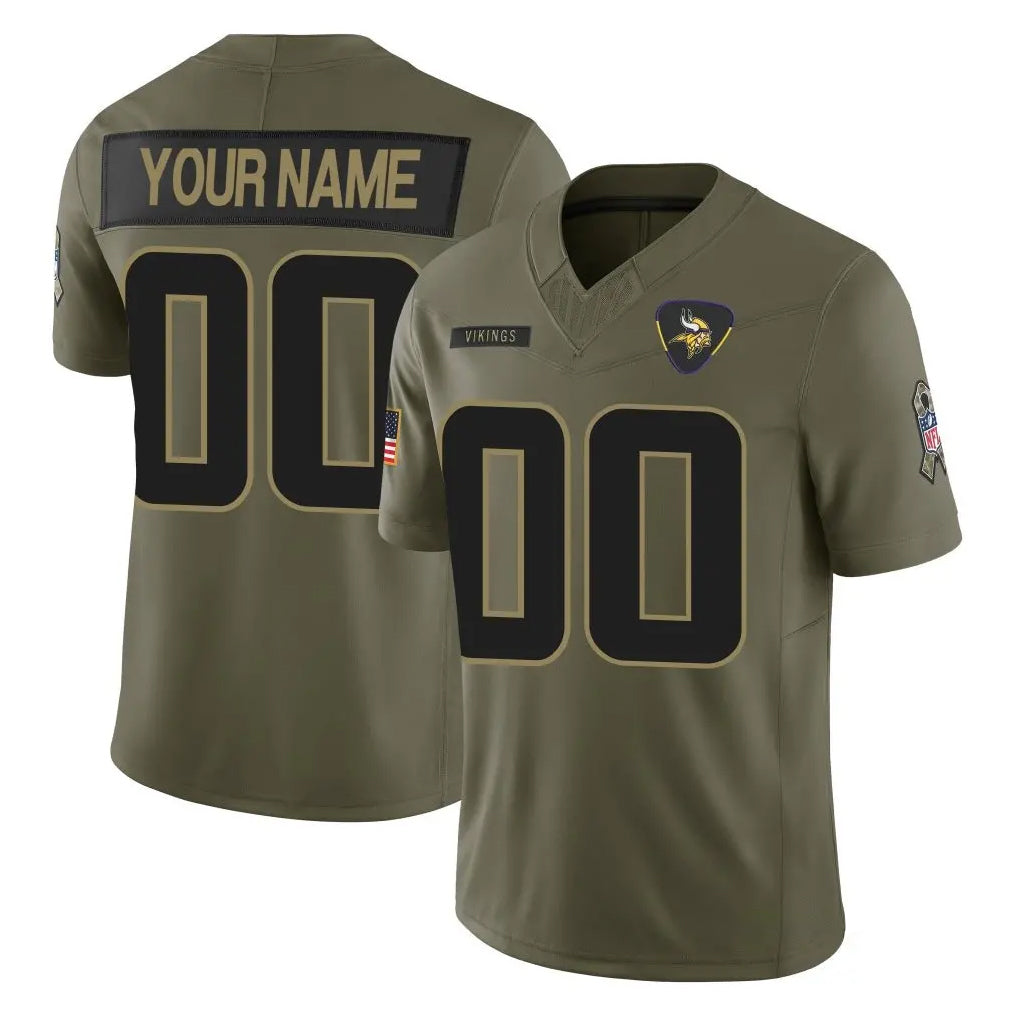 Mdoa Custom MN.Vikings Olive 2025 Salute To Service Limited Game Any Name & Numbers Stitched Jerseys