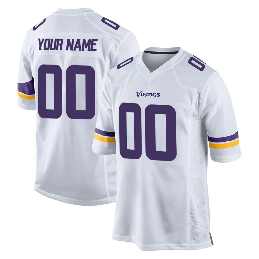 Mdoa Custom MN.Vikings White Home Game Any Name & Numbers Stitched Jerseys