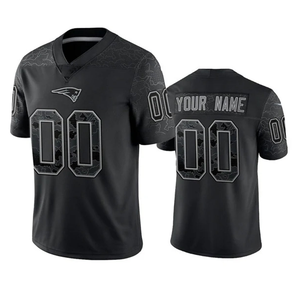 Mdoa Custom NE.Patriots Black Reflective LImited Home Game Any Name & Numbers Stitched Jerseys