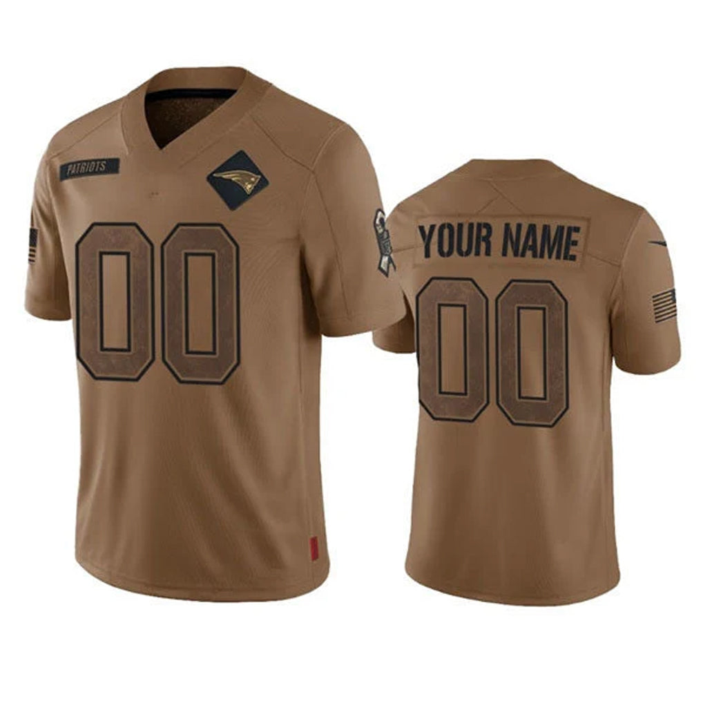 Mdoa Custom NE.Patriots Brown Salute To Service Limited Any Name & Numbers Stitched Jerseys