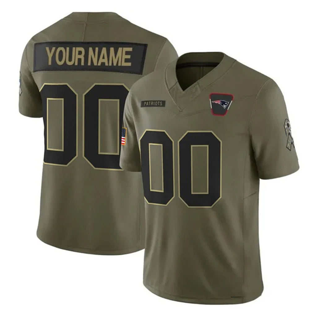 Mdoa Custom NE.Patriots Olive 2025 Salute To Service Limited Any Name & Numbers Stitched Jerseys