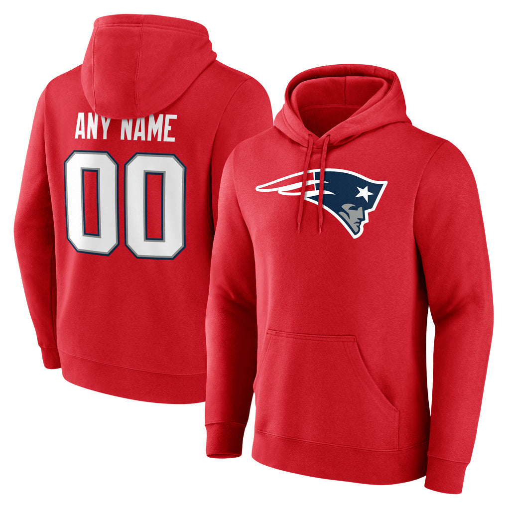 Mdoa Custom NE.Patriots Red LOGO Pullover Hoodies Home Game Any Name & Numbers Stitched Jerseys