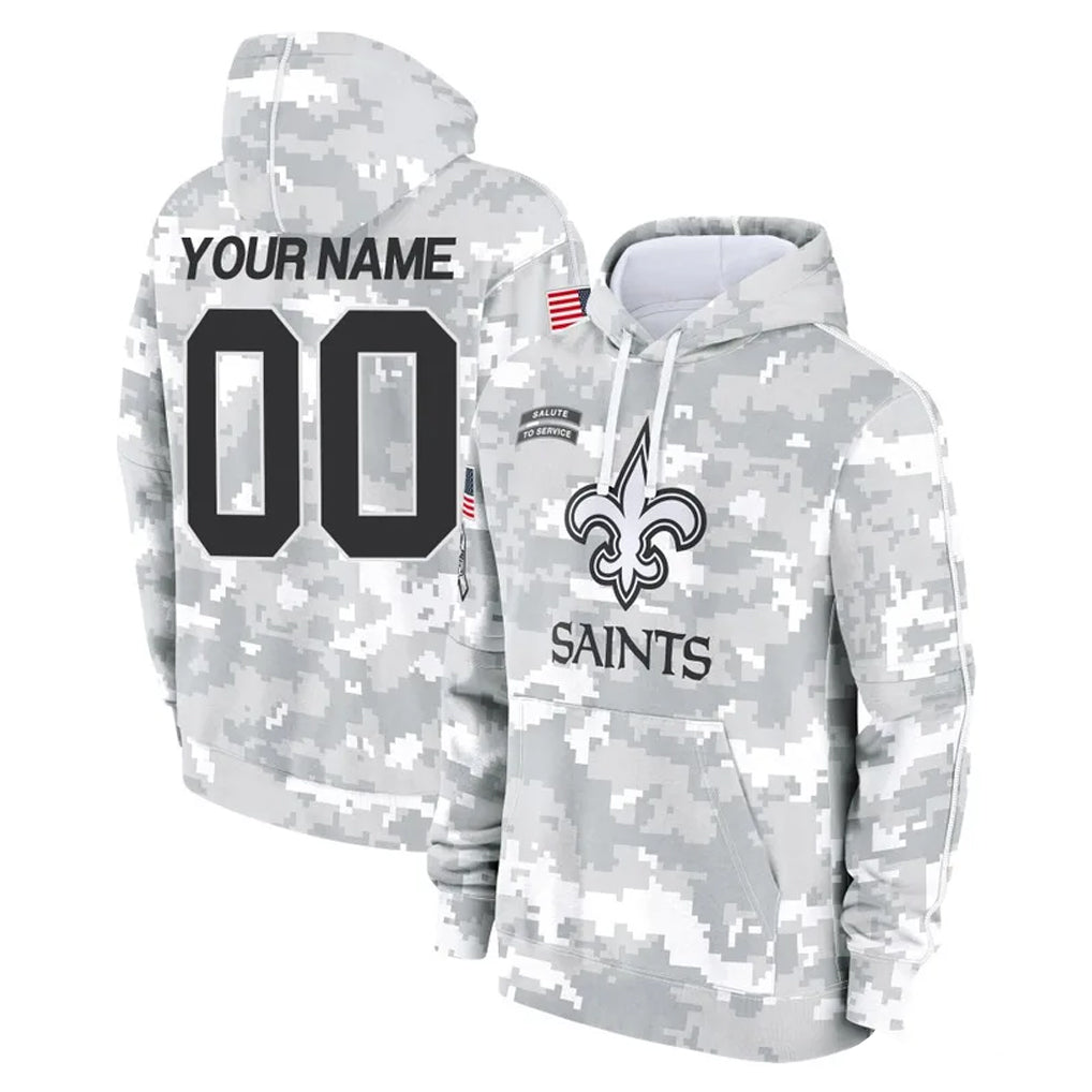 Mdoa Custom NO.Saints Arctic Camo Salute to Service Pullover Hoodies Limited Game Any Name & Numbers Stitched Jerseys