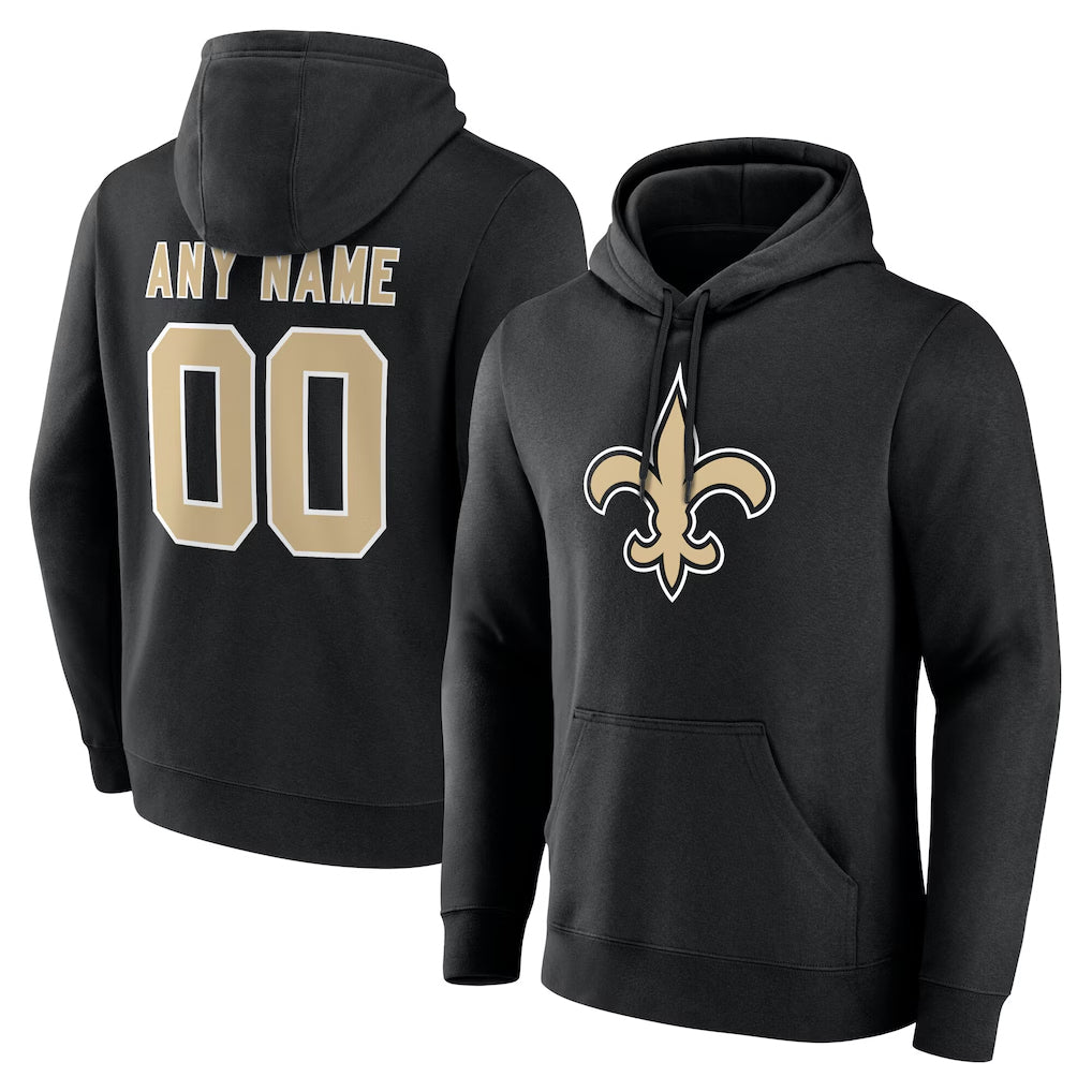 Mdoa Custom NO.Saints Black Pullover Hoodies Limited Any Name & Numbers Stitched Jerseys