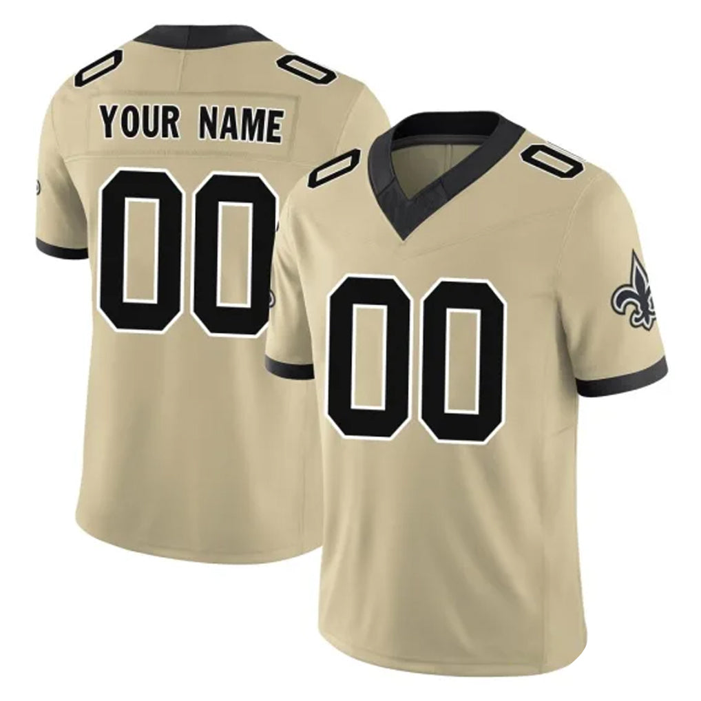 Mdoa Custom NO.Saints Gold Limited Vapor F.U.S.E. Home Game Any Name & Numbers Stitched Jerseys
