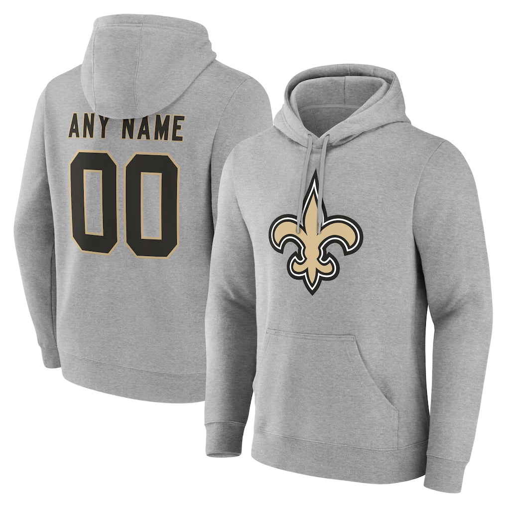 Mdoa Custom NO.Saints Gray LOGO Pullover Hoodies Limited Any Name & Numbers Stitched Jerseys