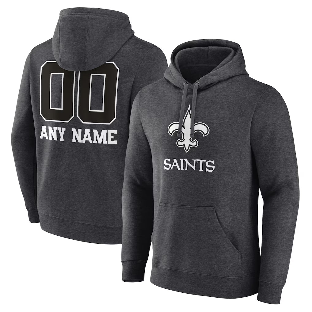 Mdoa Custom NO.Saints Gray Pullover Hoodies Limited Any Name & Numbers  Stitched Jerseys