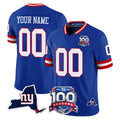 Mdoa Custom NY.Giants Royal 100th Season & State Patch Vapor Limited Home Game Any Name & Numbers Stitched Jerseys