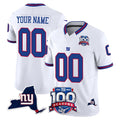 Mdoa Custom NY.Giants White 100th Season & State Patch Vapor Limited Home Game Any Name & Numbers Stitched Jerseys