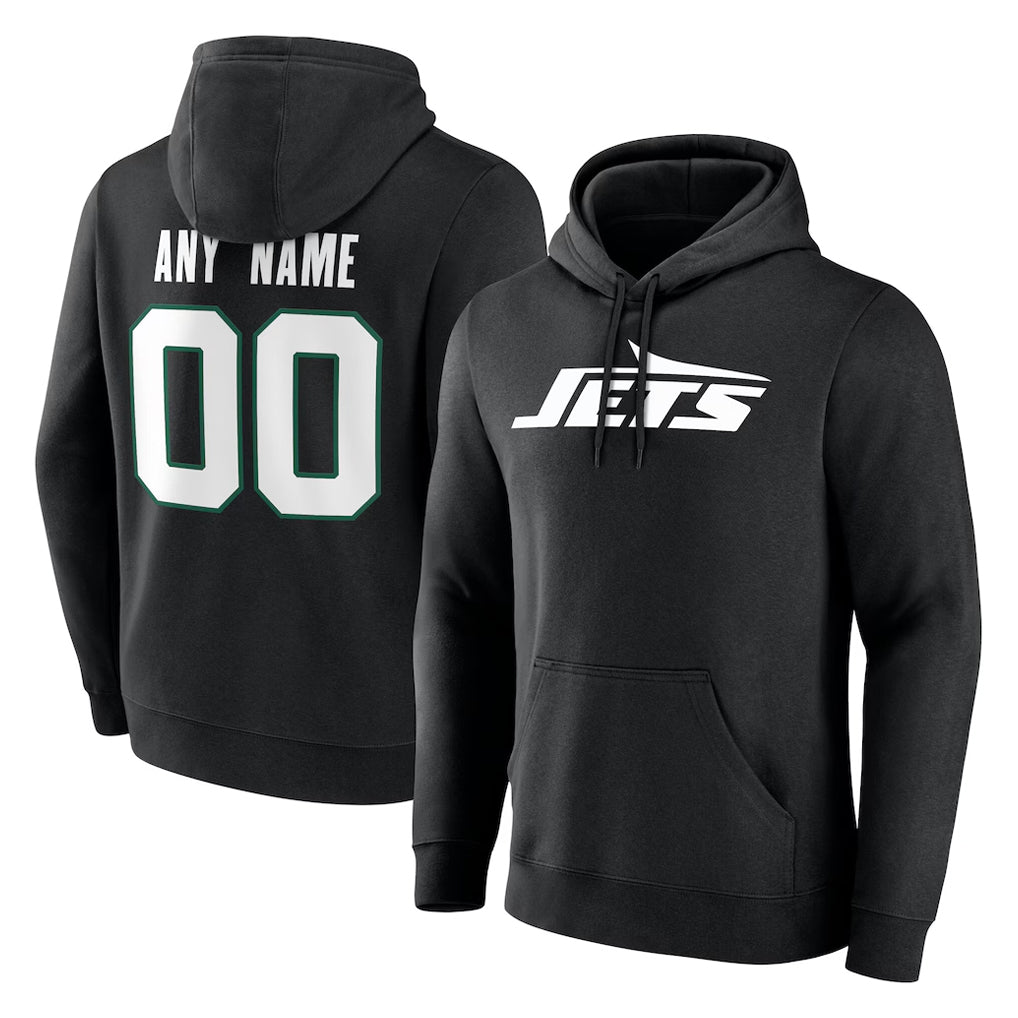 Mdoa Custom NY.Jets Black LOGO Pullover Hoodies Limited Game Any Name & Numbers Stitched Jerseys