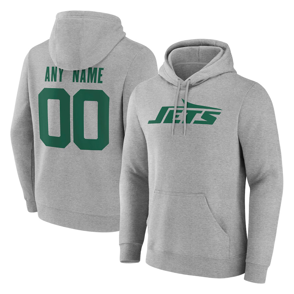Mdoa Custom NY.Jets Gray LOGO Pullover Hoodies Limited Game Any Name & Numbers Stitched Jerseys