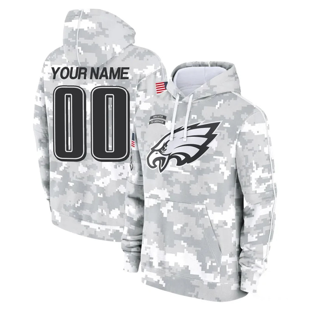 Mdoa Custom P.Eagles Arctic Camo Salute to Service Pullover Hoodies Limited Game Any Name & Numbers Stitched Jerseys