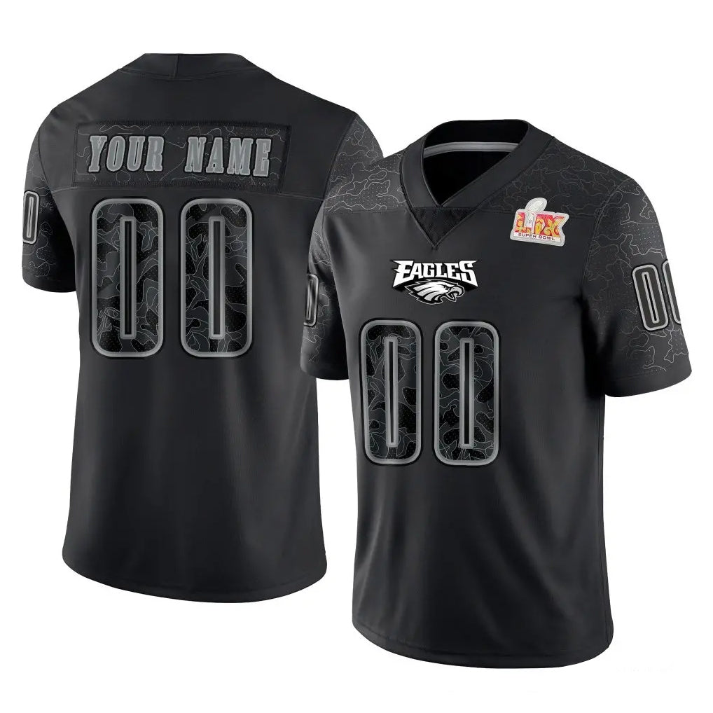 Mdoa Custom P.Eagles Black Fashion Super Bowl LIX Home Game Any Name & Numbers Stitched Jerseys