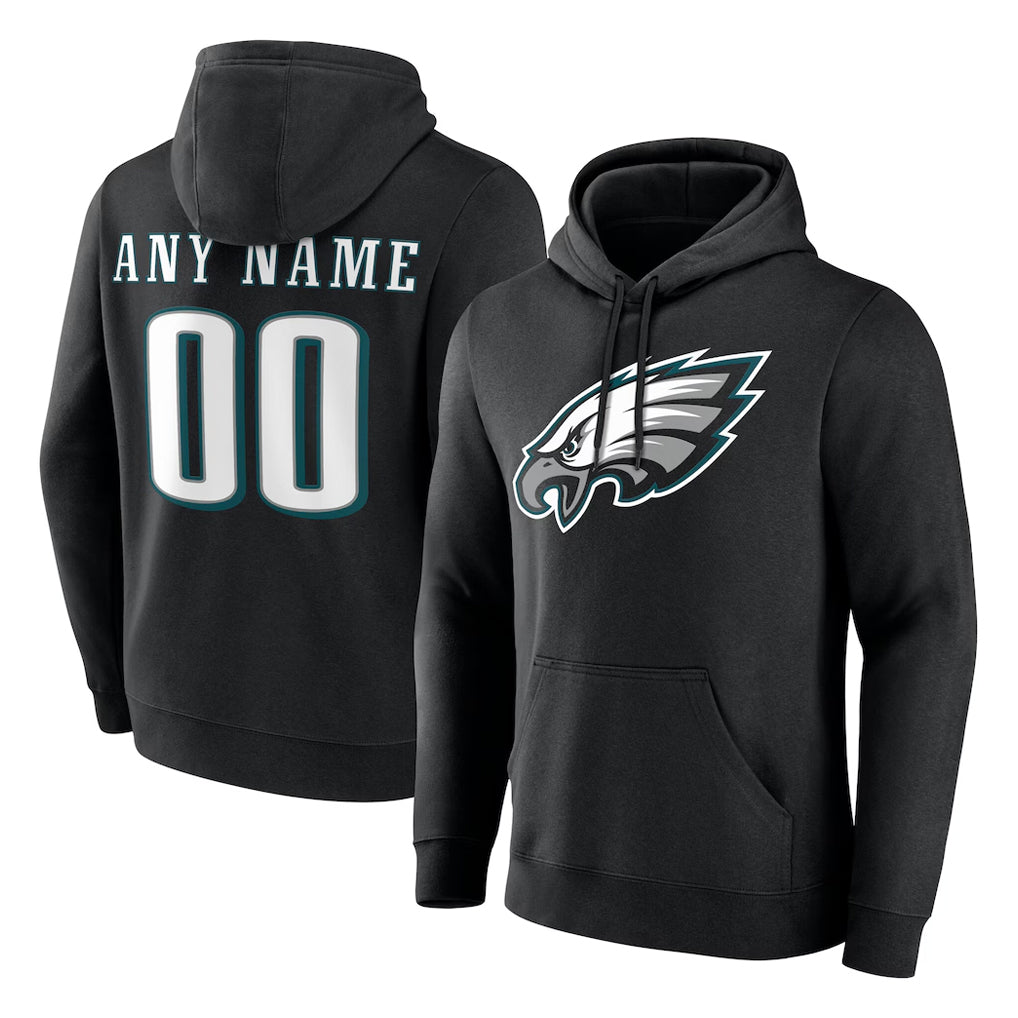 Mdoa Custom P.Eagles Black LOGO Pullover Hoodies Home Game Any Name & Numbers Stitched Jerseys