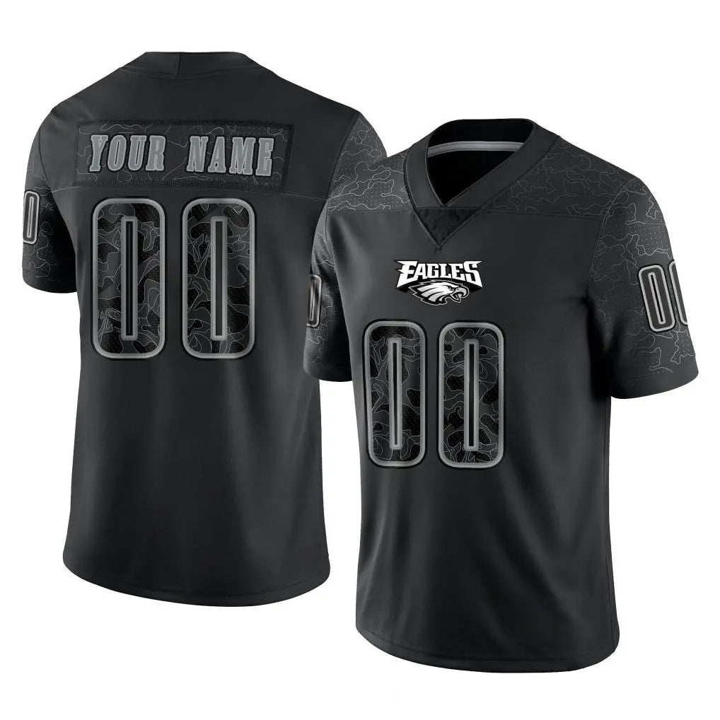 Mdoa Custom P.Eagles Black Reflective Limited Home Game Any Name & Numbers Stitched Jerseys