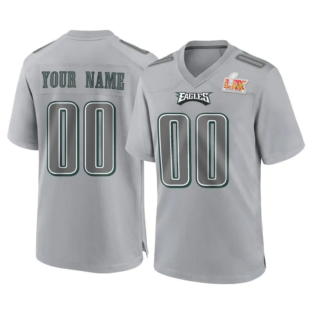 Mdoa Custom P.Eagles Gray Atmosphere Fashion Super Bowl LIX Home Game Any Name & Numbers Stitched Jerseys