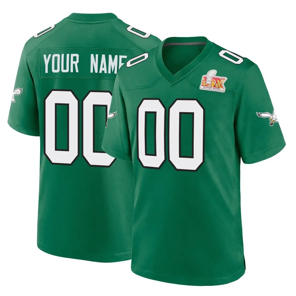 Mdoa Custom P.Eagles Green Kelly Alternate Super Bowl LIX Home Game Any Name & Numbers Stitched Jerseys
