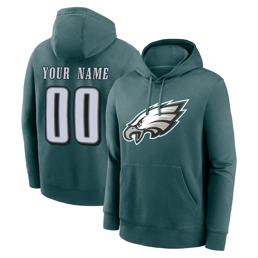 Mdoa Custom P.Eagles Midnight Green Performance Pullover Hoodies Home Game Any Name & Numbers Stitched Jerseys