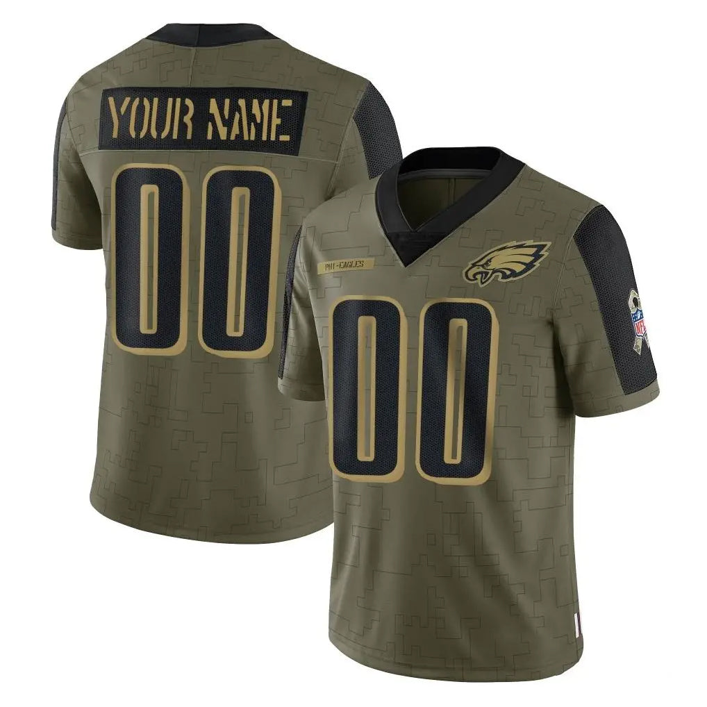 Mdoa Custom P.Eagles Olive Salute To Service Limited Game Any Name & Numbers Stitched Jerseys
