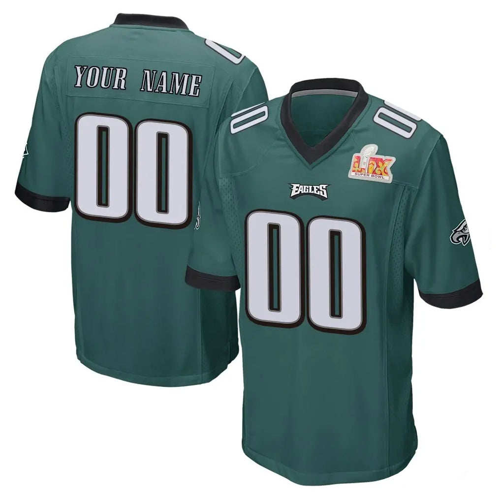 Mdoa Custom P.Eagles Team Color Green Super Bowl LIX Home Game Any Name & Numbers Stitched Jerseys