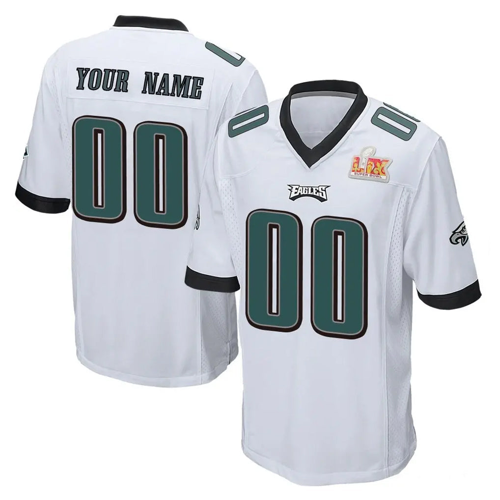 Mdoa Custom P.Eagles White Super Bowl LIX Home Game Any Name & Numbers Stitched Jerseys