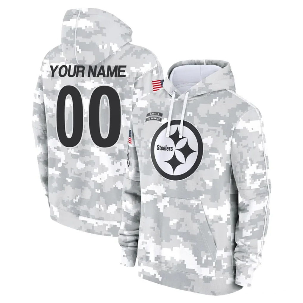 Mdoa Custom P.Steelers Arctic Camo Limited Salute to Service Pullover Hoodies Game Any Name & Numbers Stitched Jerseys