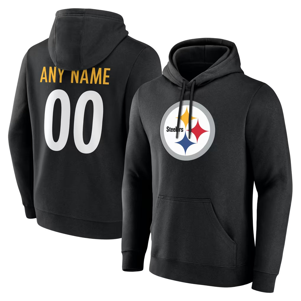 Mdoa Custom P.Steelers Blck LOGO Pullover Hoodies Limited Any Name & Numbers Stitched Jerseys