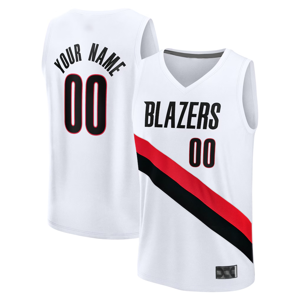 Mdoa Custom PT.Blazers Fanatics White Fast Break Replica Jerseys - Association Edition