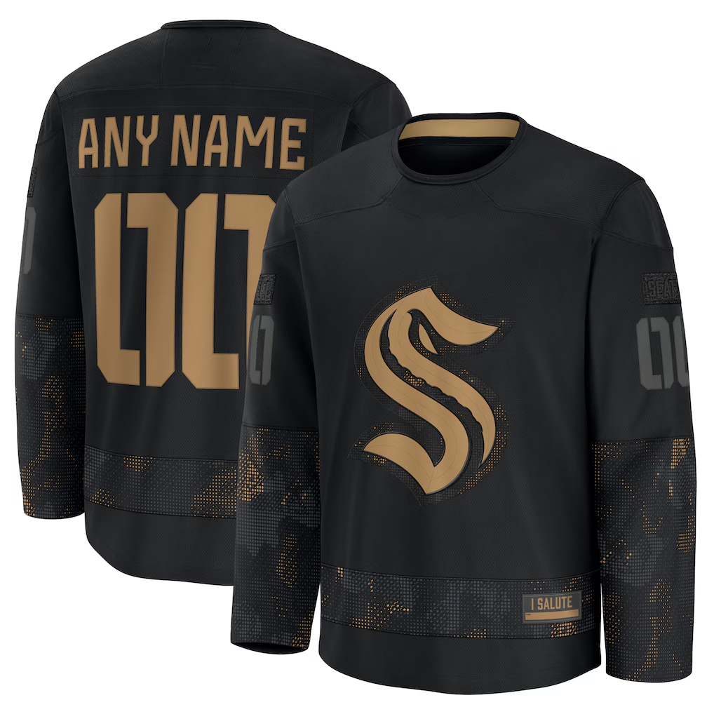 Mdoa Custom S.Kraken Black 2024 Military Appreciation Practice Jerseys