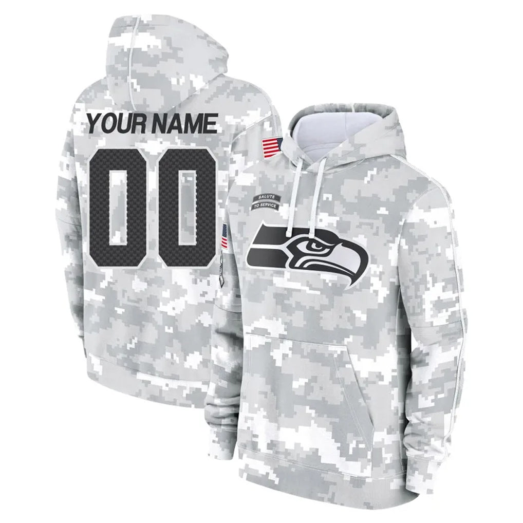 Mdoa Custom S.Seahawks Arctic Camo Limited Salute to Service Pullover Hoodies Game Any Name & Numbers Stitched Jerseys