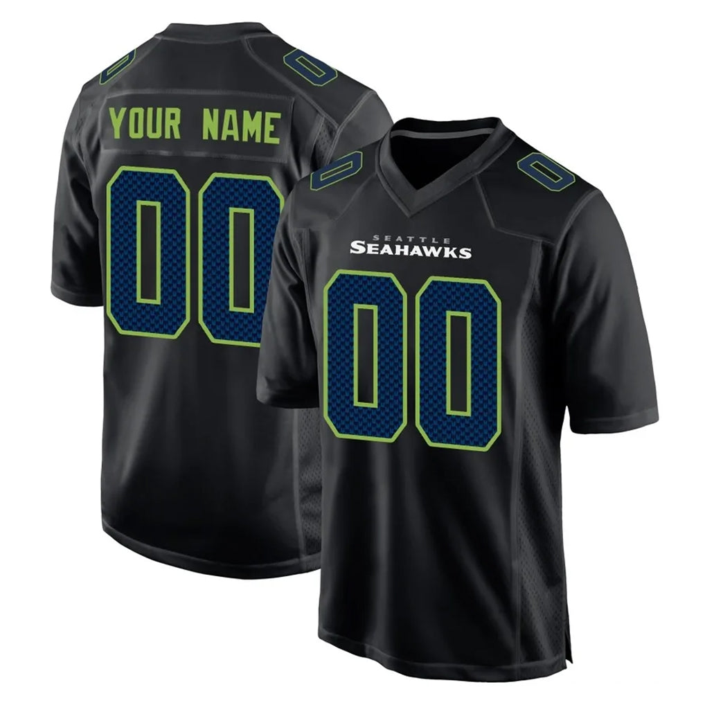 Mdoa Custom S.Seahawks Black Limited Fashion Home Game Any Name & Numbers Stitched Jerseys