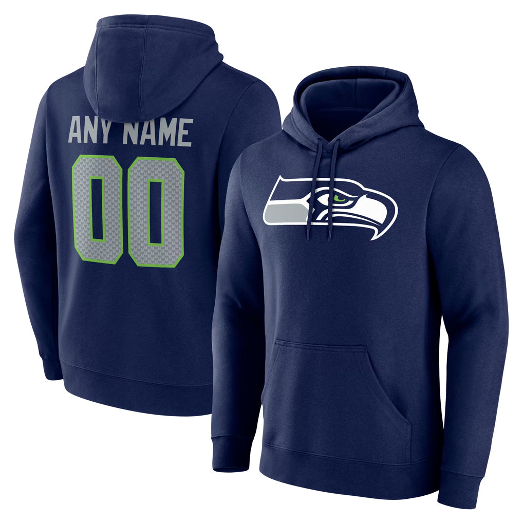 Mdoa Custom S.Seahawks Navy Pullover Hoodies Game Any Name & Numbers Stitched Jerseys