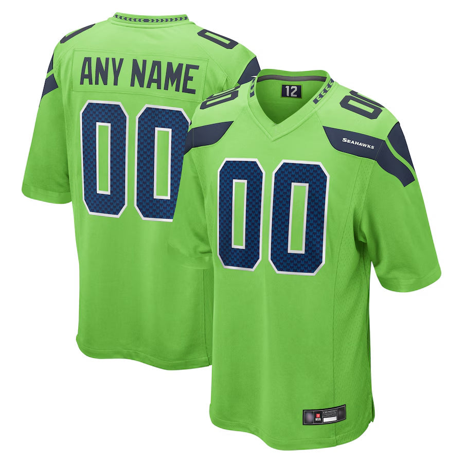 Mdoa Custom S.Seahawks Neon Green Alternate Game Stitched Jerseys