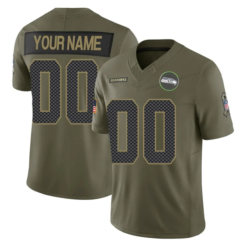 Mdoa Custom S.Seahawks Olive 2025 Salute To Service Limited Home Game Any Name & Numbers Stitched Jerseys