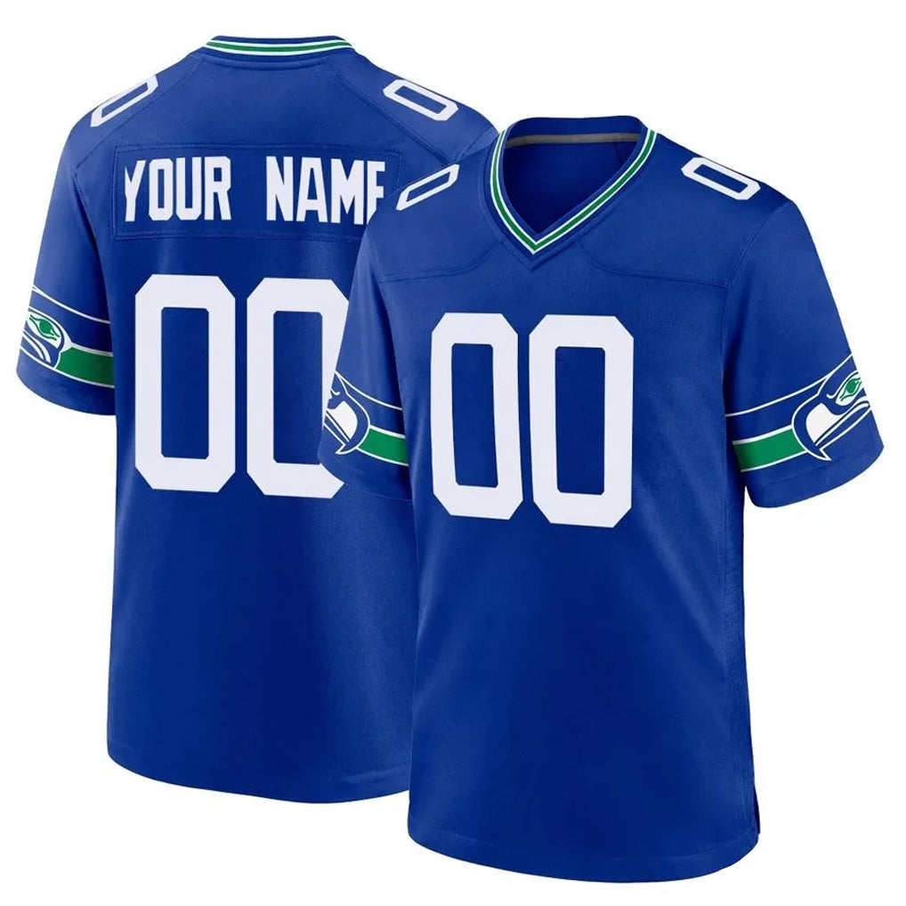 Mdoa Custom S.Seahawks Royal Throwback Home Game Any Name & Numbers Stitched Jerseys