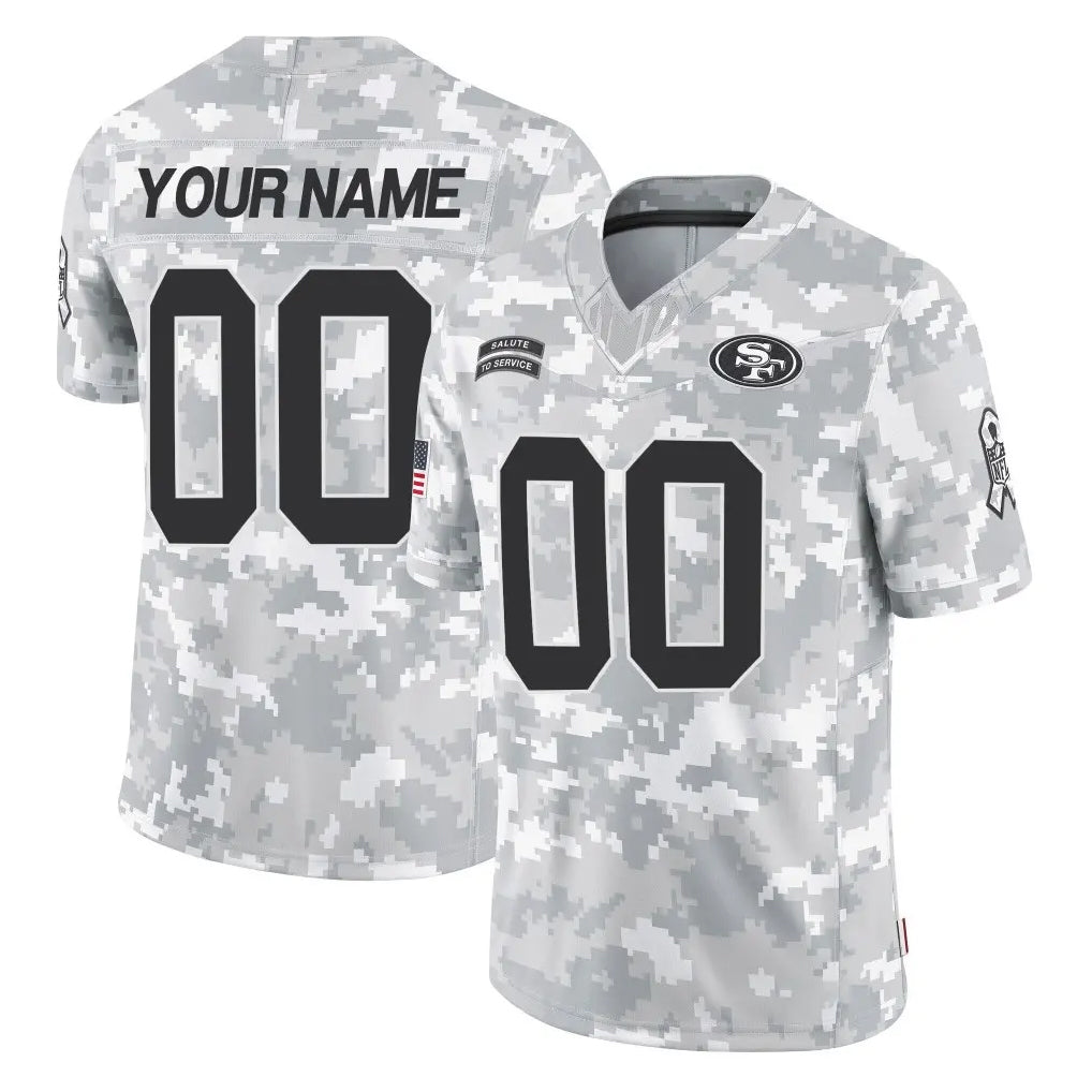 Mdoa Custom SF.49ers Arctic Camo Limited Salute To Service Home Game Any Name & Numbers Stitched Jerseys