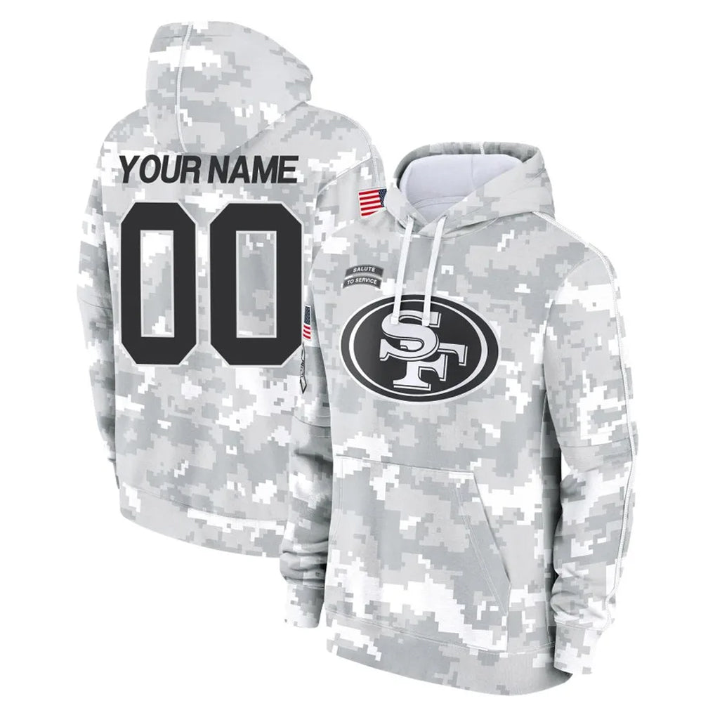 Mdoa Custom SF.49ers Arctic Camo Limited Salute to Service Pullover Hoodies Game Any Name & Numbers Stitched Jerseys