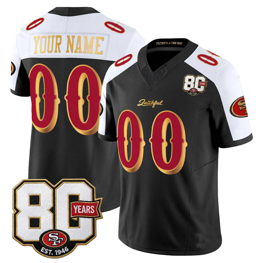 Mdoa Custom SF.49ers Black-White Limited 80th Rivalries Collection Home Game Any Name & Numbers Stitched Jerseys
