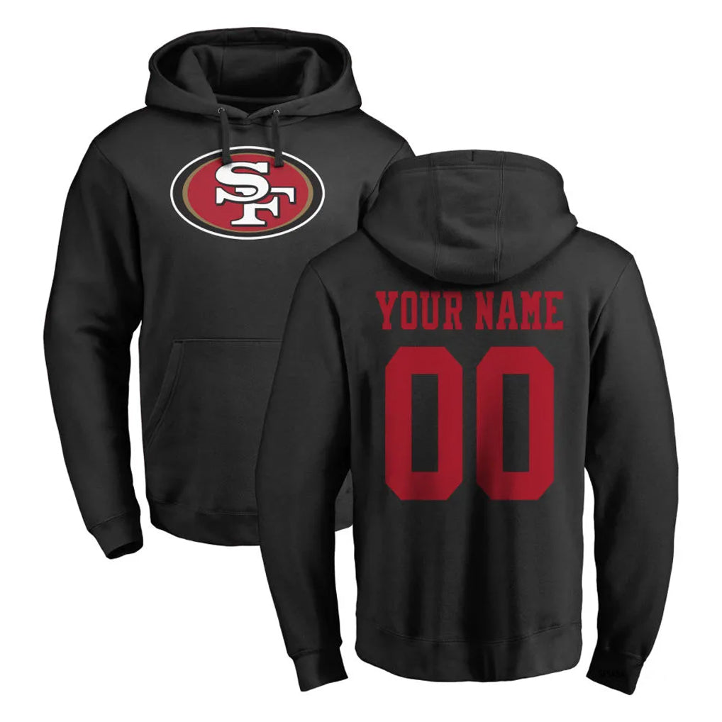 Mdoa Custom SF.49ers Black LOGO Pullover Hoodies Home Game Any Name & Numbers Stitched Jerseys