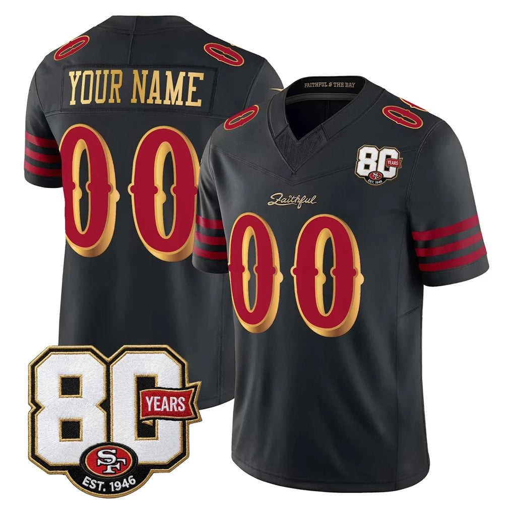 Mdoa Custom SF.49ers Black Limited 80th Rivalries Collection Home Game Any Name & Numbers Stitched Jerseys