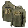 Mdoa Custom SF.49ers Olive Salute to Service Pullover Hoodie Home Game Any Name & Numbers Stitched Jerseys