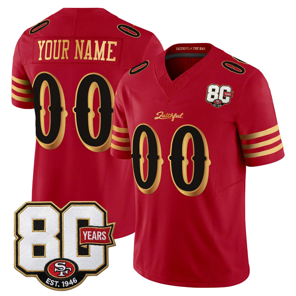 Mdoa Custom SF.49ers Red Limited 80th Rivalries Collection Home Game Any Name & Numbers Stitched Jerseys