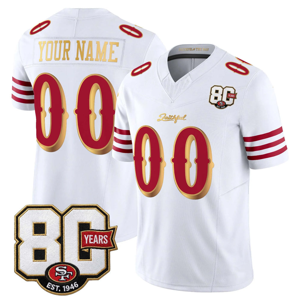 Mdoa Custom SF.49ers White Limited 80th Rivalries Collection Home Game Any Name & Numbers Stitched Jerseys
