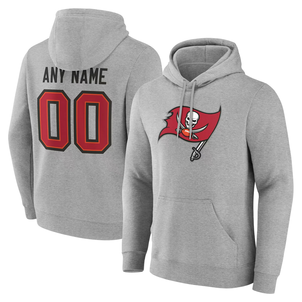Mdoa Custom TB.Buccaneers Gray Pullover Hoodie Home Game Any Name & Numbers Stitched Jerseys