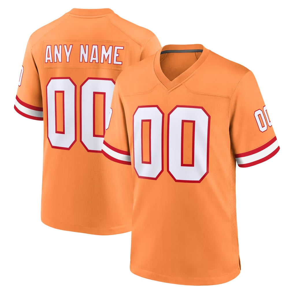 Mdoa Custom TB.Buccaneers Orange Throwback Home Game Any Name & Numbers Stitched Jerseys