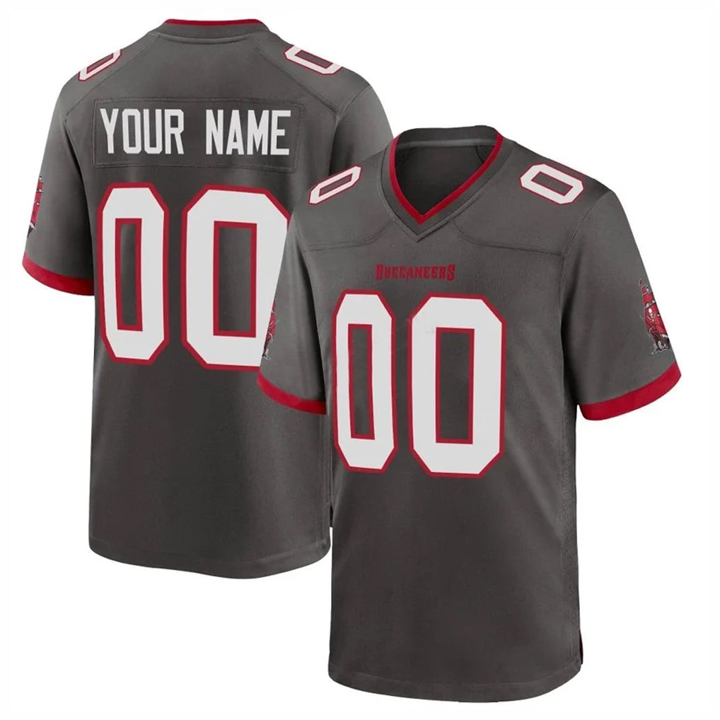 Mdoa Custom TB.Buccaneers Pewter Alternate Home Game Any Name & Numbers Stitched Jerseys