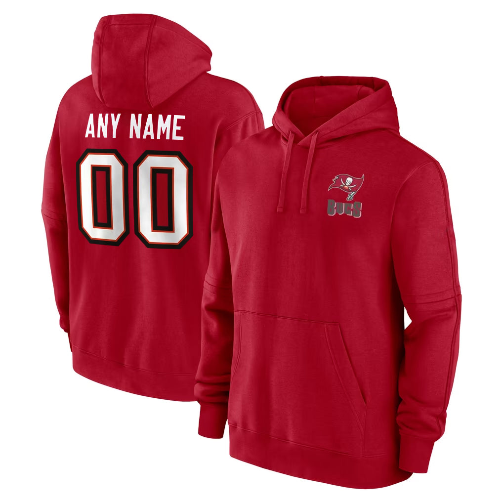 Mdoa Custom TB.Buccaneers Red LOGO Pullover Hoodie Home Game Any Name & Numbers Stitched Jerseys