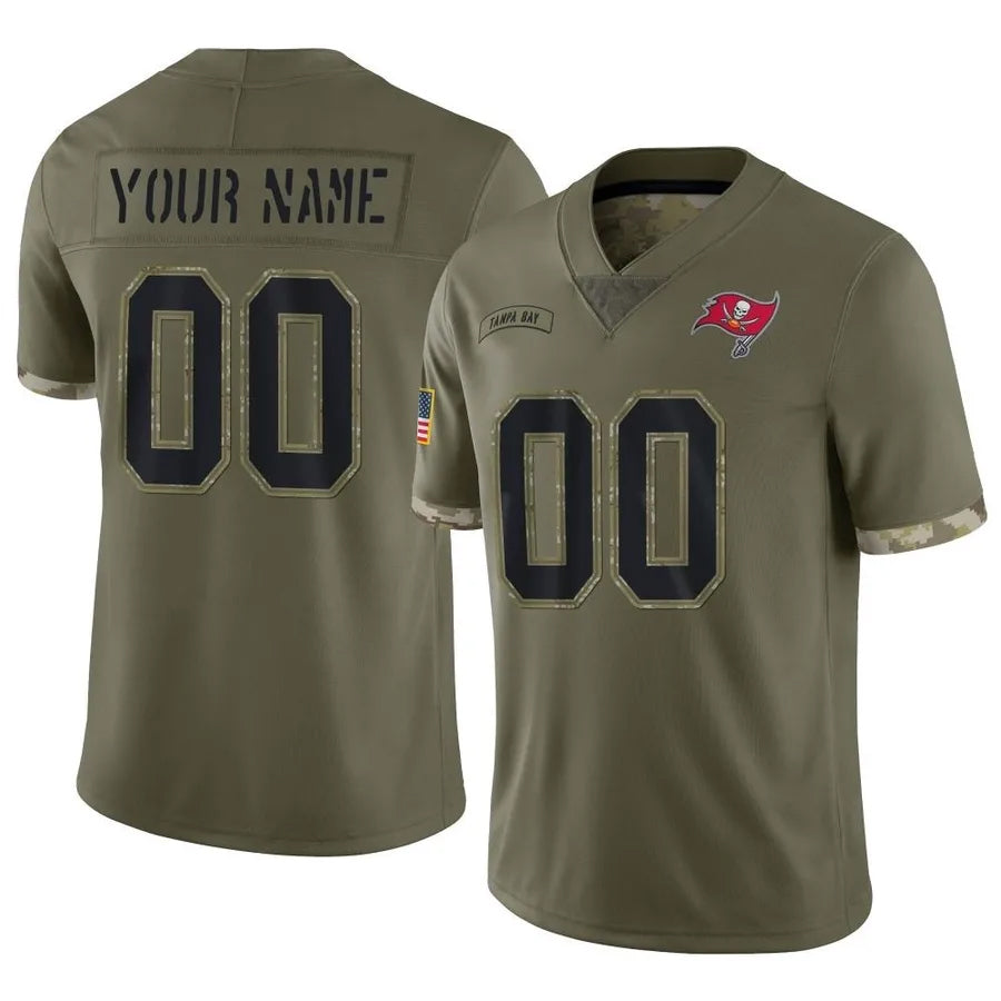 Mdoa Custom TB.Buccaneers Salute To Service Olive Stitched Jerseys
