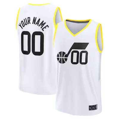 Mdoa Custom U.Jazz Fanatics White Fast Break Replica Jerseys - Association Edition -1
