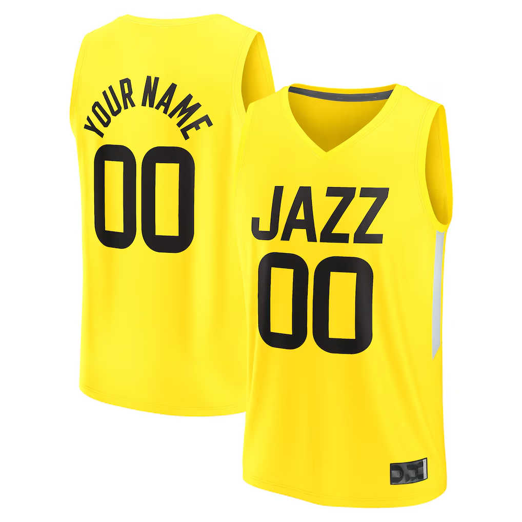 Mdoa Custom U.Jazz Fanatics Yellow Fast Break Replica Jerseys - Icon Edition